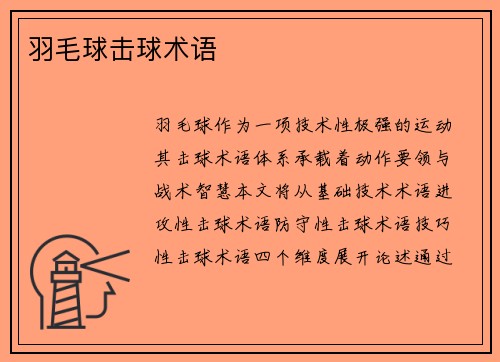 羽毛球击球术语